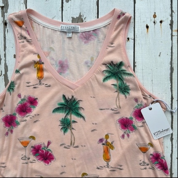 PJ Salvage Pink Dream Tropical Tank Top NWT - Picture 1 of 8